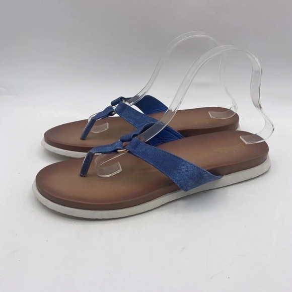 Palms‎ Women's Blue Denim Padded Thong Flip Flop Sandals Size 11 (35) - Picture 2 of 7